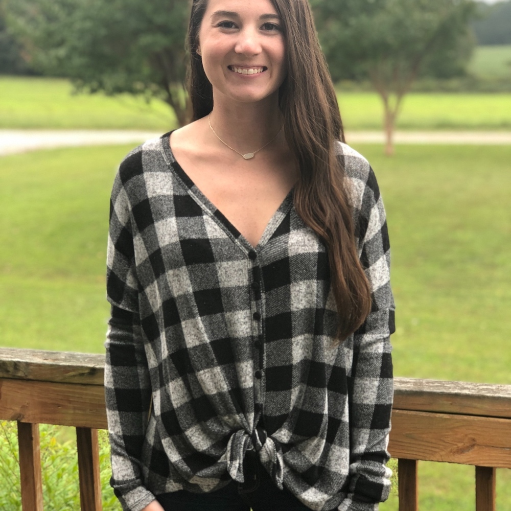Nina Plaid Tie Top